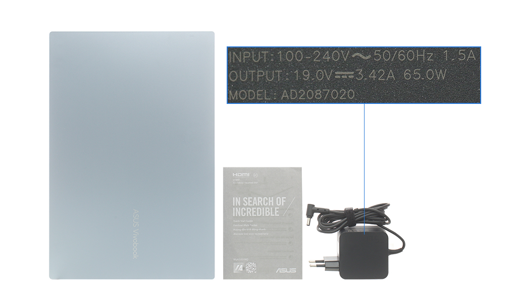 Bộ sản phẩm gồm: Thùng máy, Sạc Laptop Asus, Sách hướng dẫn