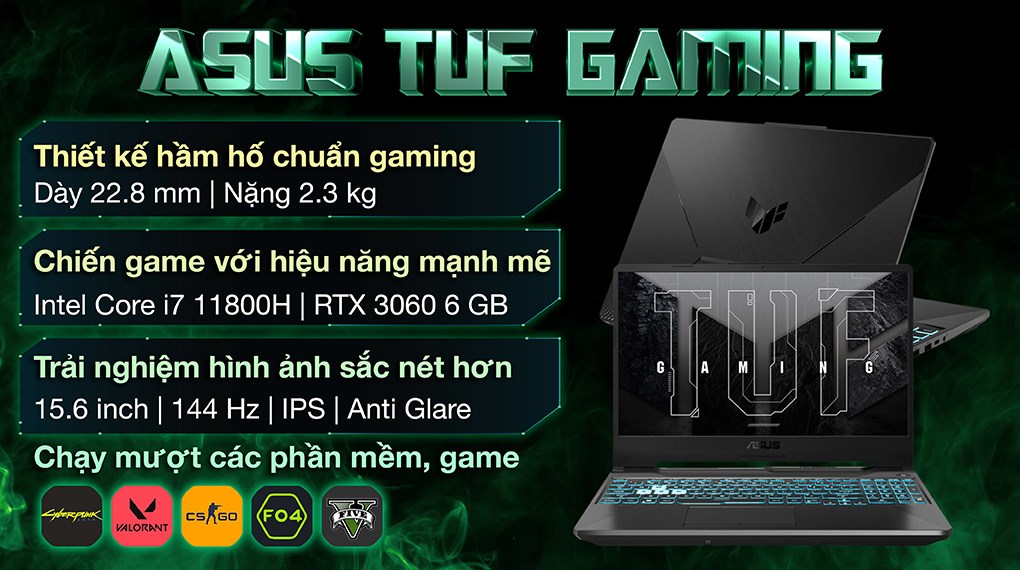 Laptop Asus TUF Gaming F15 FX506HM i7 (HN366W) - Chính hãng, trả góp