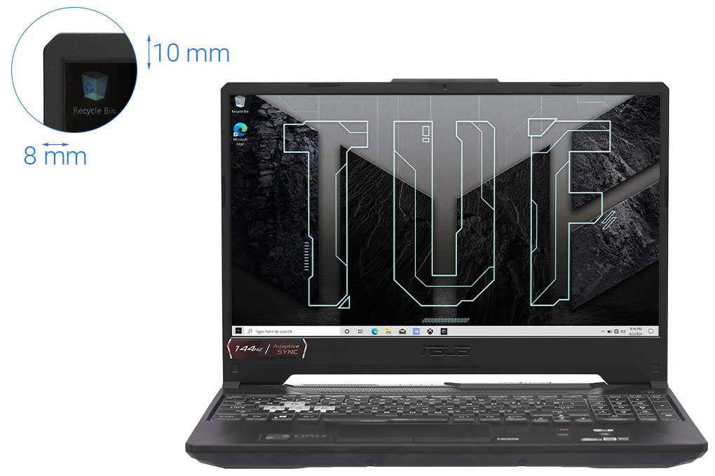 Laptop Asus TUF Gaming F15 FX506HM i7 11800H/8GB/512GB/6GB RTX3060/144Hz/Win11 (HN366W) Màu Đen