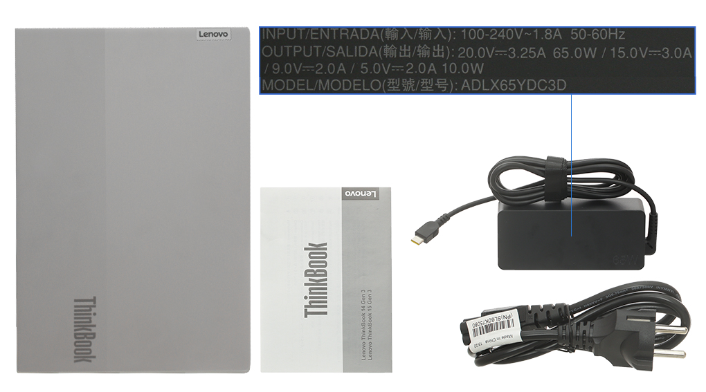 Bộ sản phẩm gồm: Sách hướng dẫn, Thùng máy, Sạc Laptop Lenovo