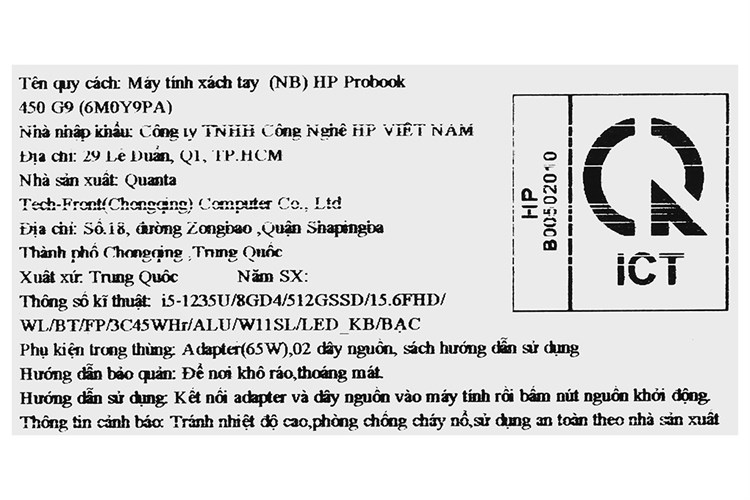 Laptop HP Probook 450 G9 i5 1235U/8GB/512GB/Win11 (6M0Y9PA) Màu Bạc