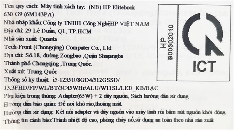 Laptop HP Elitebook 630 G9 i5 1235U/8GB/512GB/Win11 (6M143PA) Màu Bạc