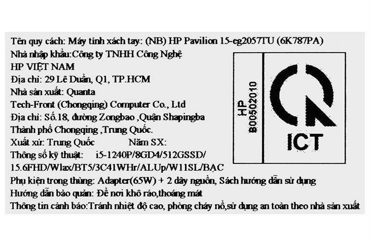 Laptop HP Pavilion 15 eg2057TU i5 1240P/8GB/512GB/Win11 (6K787PA)