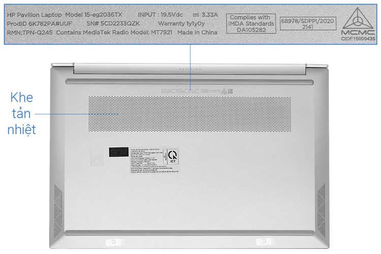 Laptop HP Pavilion 15 eg2036TX i5 1235U/8GB/512GB/2GB MX550/Win11 (6K782PA) Màu Bạc