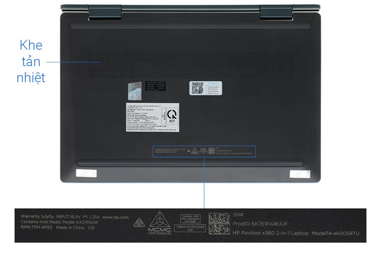 Laptop HP Pavilion X360 14 ek0059TU i3 1215U/8GB/256GB/Touch/Win11 (6K7E1PA) Màu Xanh