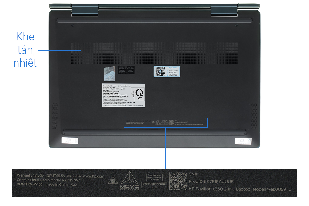 Laptop HP Pavilion X360 14 ek0059TU i3 1215U/8GB/256GB/Touch/Win11 (6K7E1PA) Màu Xanh