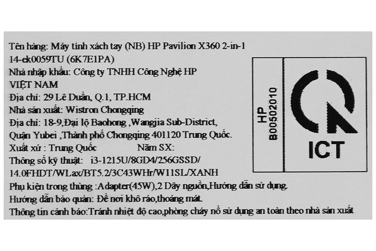 Laptop HP Pavilion X360 14 ek0059TU i3 1215U/8GB/256GB/Touch/Win11 (6K7E1PA) Màu Xanh