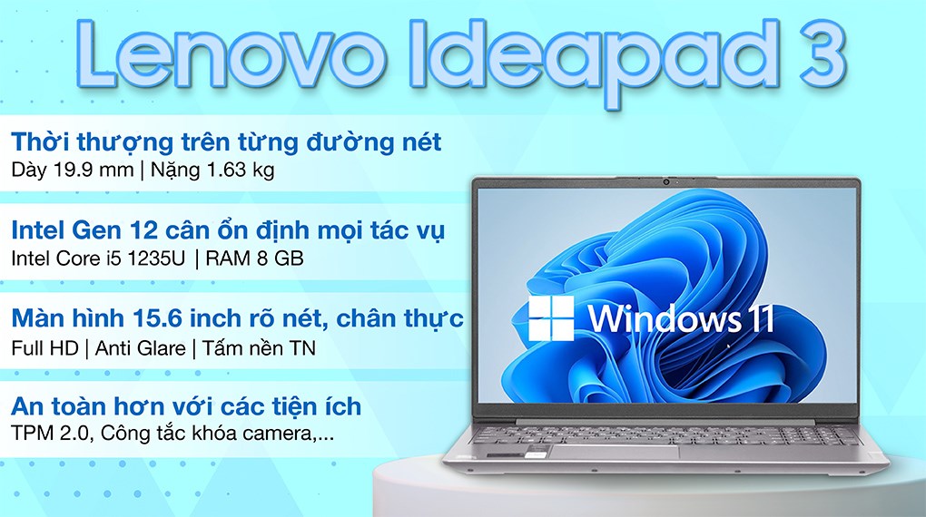 Laptop Lenovo Ideapad 3 15IAU7 i5 1235U/8GB/512GB/Win11 (82RK001PVN)