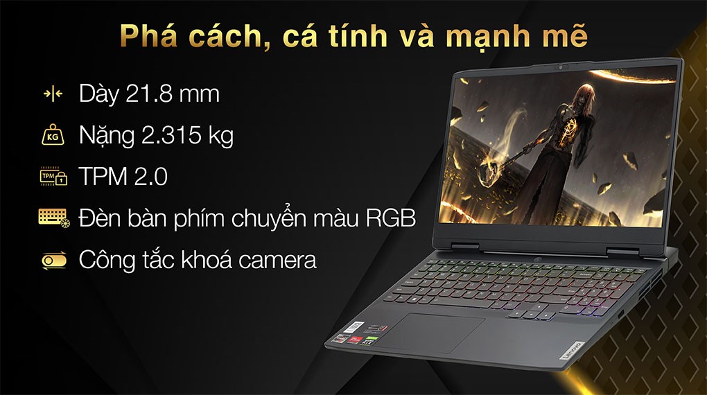 Laptop Lenovo Ideapad Gaming 3 15ARH7 R5 6600H/16GB/512GB/4GB RTX3050Ti/120Hz/Win11 (82SB007LVN)