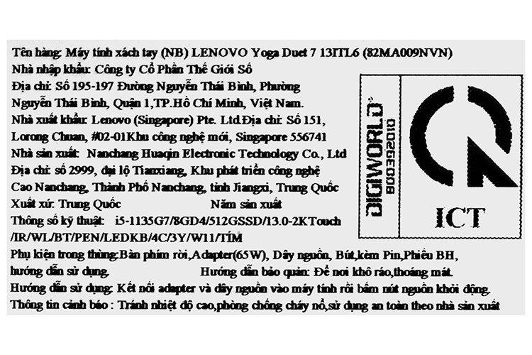 Laptop Lenovo Yoga Duet 7 13ITL6 i5 1135G7/8GB/512GB/Touch/Pen/Win11 (82MA009NVN) Màu Tím