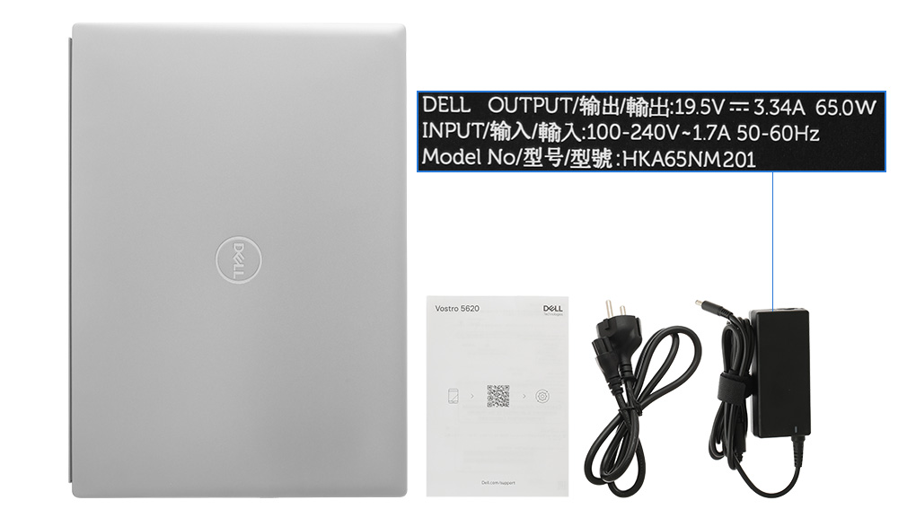 Bộ sản phẩm gồm: Thùng máy, Sạc Laptop Dell, Sách hướng dẫn