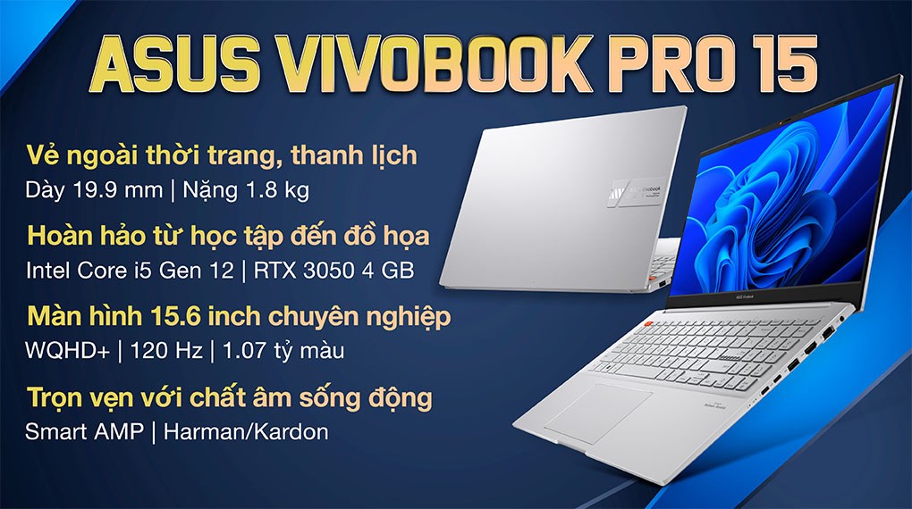 Laptop ASUS Vivobook Pro 14 OLED M3401QA-KM040W (R7-5800H | RAM 8GB | SSD  512GB