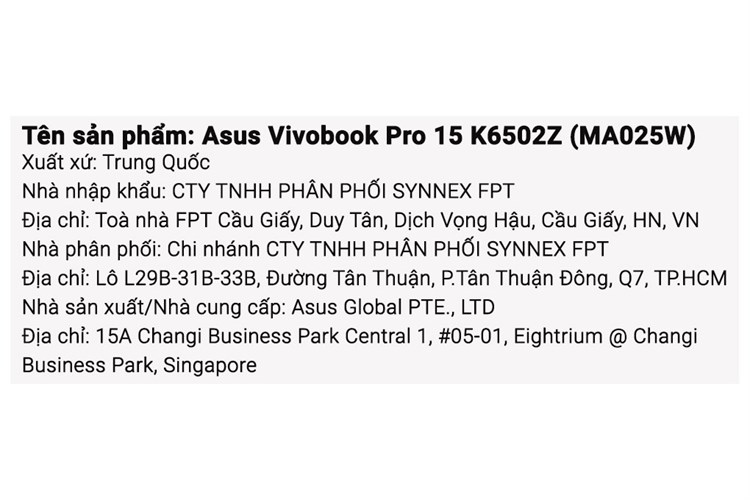 Laptop Asus Vivobook Pro 15 OLED K6502Z i5 12450H/16GB/512GB/4GB RTX3050/120Hz/Win11 (MA025W) Màu Bạc