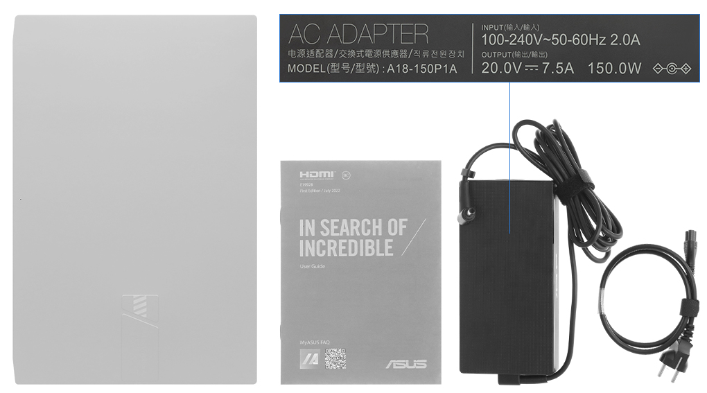 Bộ sản phẩm gồm: Sách hướng dẫn, Thùng máy, Sạc Laptop Asus