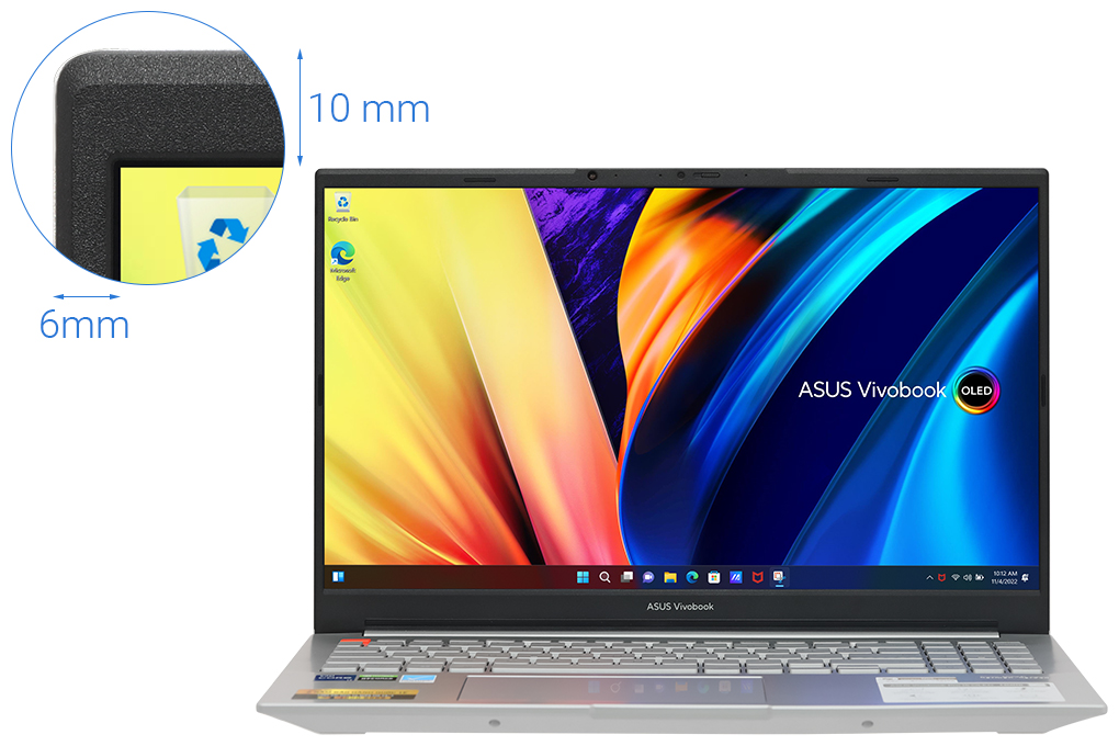 Laptop Asus Vivobook Pro 15 OLED K6502Z i7 12650H/16GB/512GB/4GB RTX3050/Win11 (MA036W) Màu Bạc