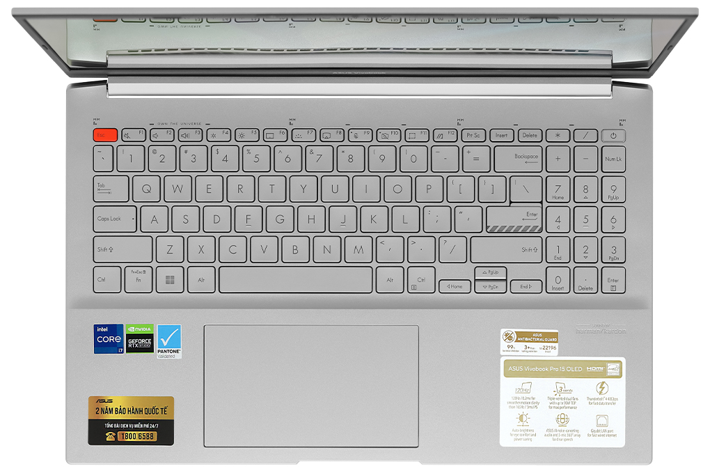 Laptop Asus Vivobook Pro 15 OLED K6502Z i7 12650H/16GB/512GB/4GB RTX3050/Win11 (MA036W) Màu Bạc