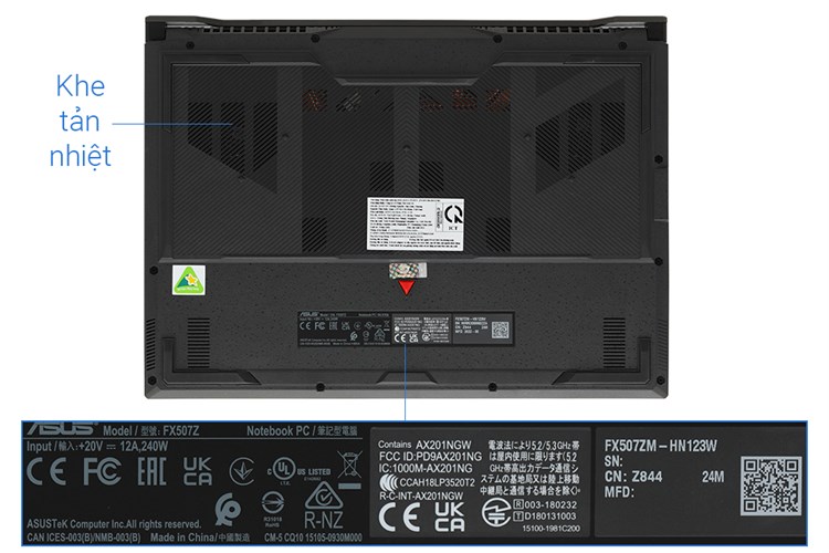 Laptop Asus TUF Gaming F15 FX507ZM i7 12700H/16GB/512GB/6GB RTX3060/144Hz/Win11 (HN123W) Màu Xám