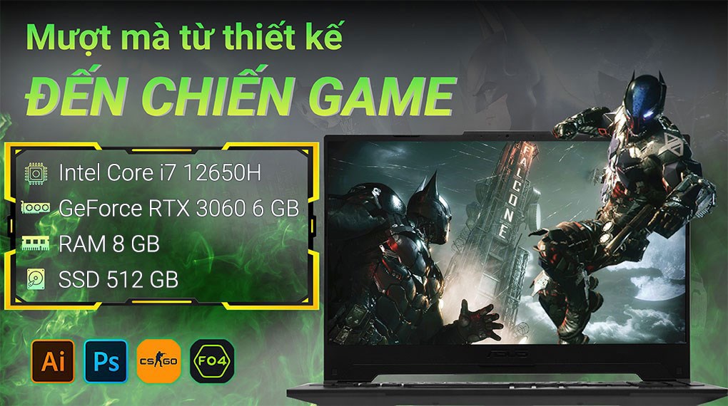 Laptop Asus Gaming TUF Dash F15 FX517ZM i7 12650H/8GB/512GB/6GB RTX3060/144Hz/Win11 (HN480W)