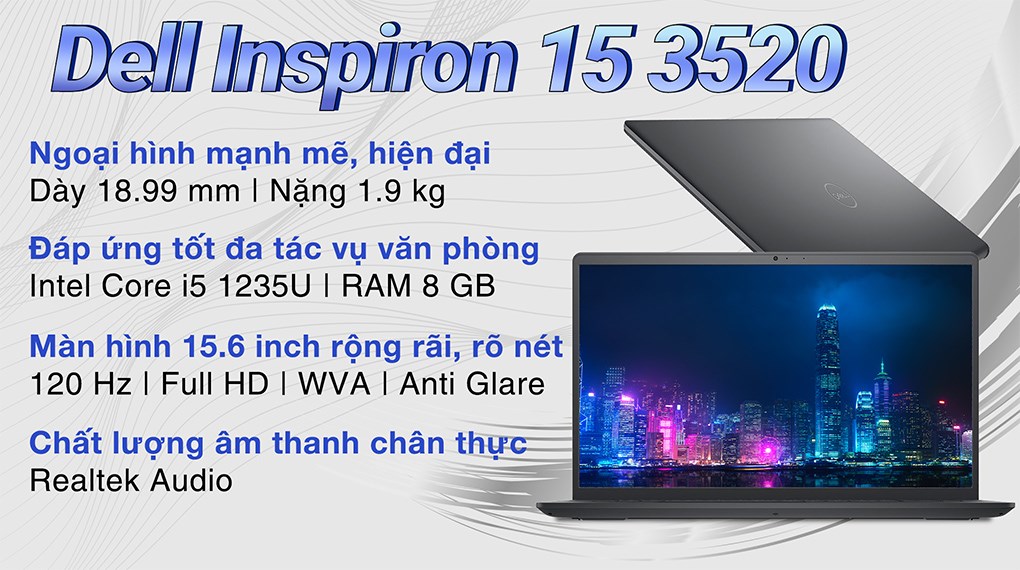 Laptop Dell Inspiron 15 3520 i5 1235U/8GB/512GB/120Hz/OfficeHS/Win11 (i5U085W11BLU) hover