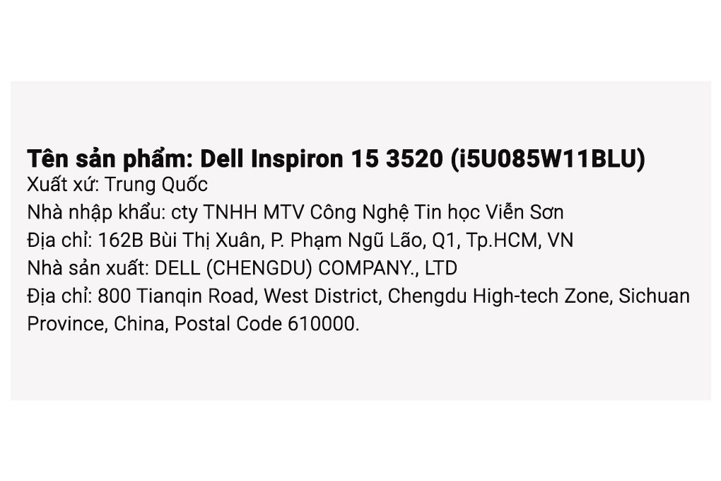 Laptop Dell Inspiron 15 3520 - i5U085W11BLU (i5 1235U, 8GB, 512GB, Full HD 120Hz, OfficeHS, Win11) Màu Đen