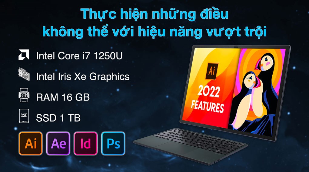 Laptop Asus Zenbook 17 Fold OLED UX9702AA i7 1250U/16GB/1TB/Touch/Cáp/Túi/Win11 (MD014W)