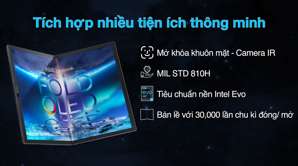 Laptop Asus Zenbook 17 Fold OLED UX9702AA i7 1250U/16GB/1TB/Touch/Cáp/Túi/Win11 (MD014W)
