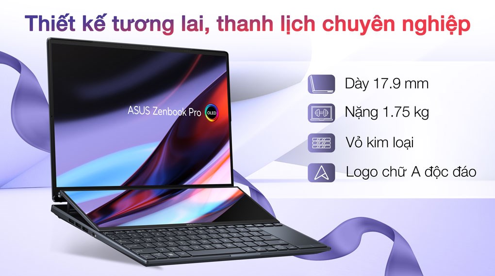 Laptop Asus Zenbook Pro 14 Duo OLED UX8402ZE i7 12700H/16GB/1TB/4GB RTX3050Ti/Touch/Pen/Túi/Win11 (M3044W)