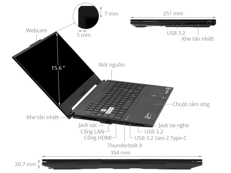 Asus Gaming TUF Dash F15 FX517ZR i7 12650H/8GB/512GB/8GB RTX3070/144Hz/Win11 (HN086W)