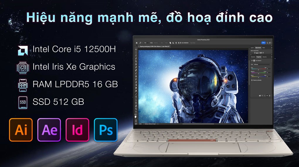 Laptop Asus Zenbook 14X OLED Space Edition UX5401ZAS i5 12500H/16GB/512GB/Cáp/Túi/Win11 (KN130W)