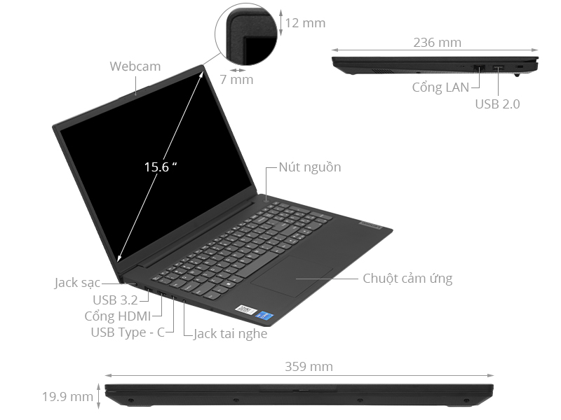 Laptop Lenovo V15 G3 IAP i5 1235U/8GB/512GB/Win11 (82TT0064VN)
