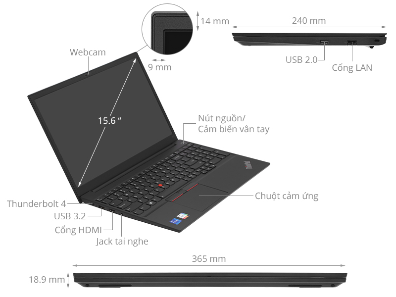 Laptop Lenovo ThinkPad E15 Gen 4 i7 1260P/16GB/512GB/Win11 (21E600CPVN)