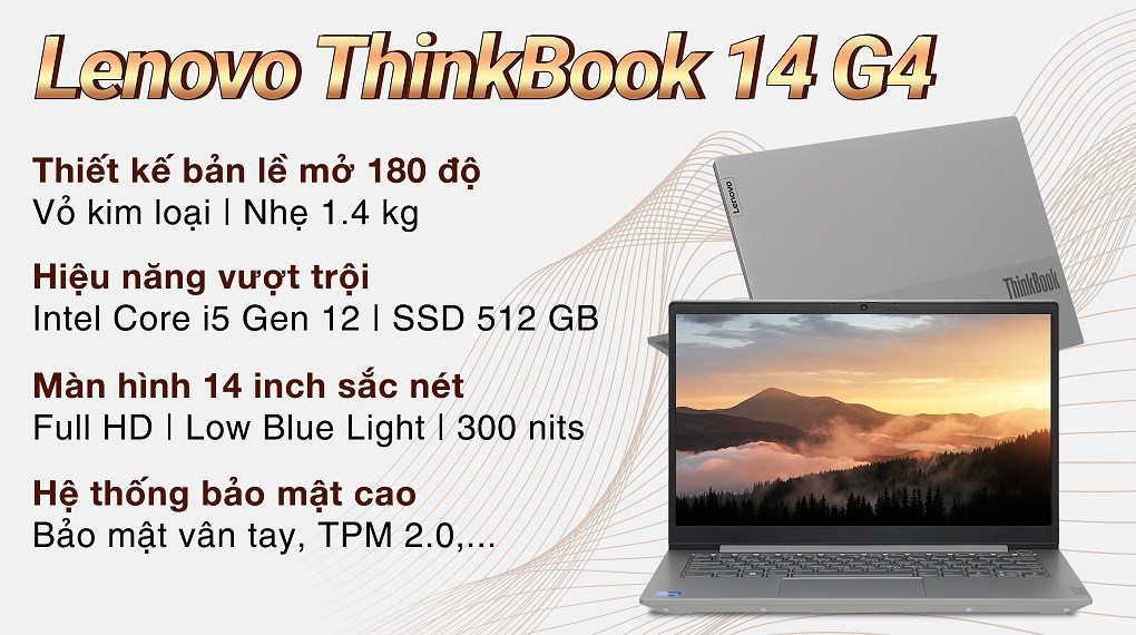 Laptop Lenovo ThinkBook 14 G4 IAP i5 1240P/8GB/512GB/Win11 (21DH00B5VN)