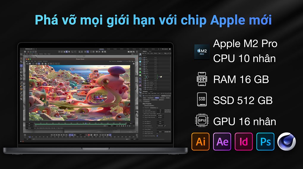 Laptop Apple MacBook Pro 14 inch M2 Pro 2023 10-core CPU/16GB/512GB/16-core GPU (MPHE3SA/A)