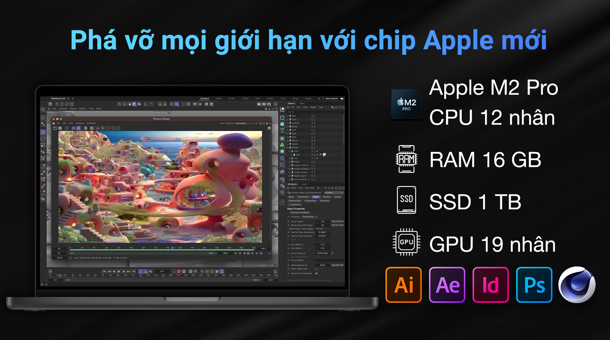 Laptop MacBook Pro 14 inch M2 Pro 2023 12-core CPU/16GB/1TB/19-core GPU (MPHJ3SA/A)