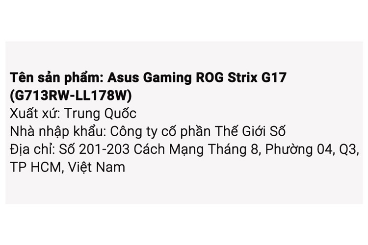 Laptop Asus Gaming ROG Strix G17 G713RW R9 6900HX/32GB/1TB/8GB RTX3070Ti/240Hz/Balo/Win11 (LL178W) Màu Xám