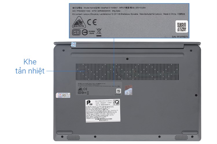 Laptop Lenovo Ideapad 3 14ABA7 R5 5625U/8GB/256GB/Win11 (82RM003WVN) Màu Xám