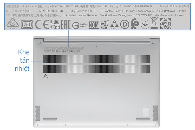 Laptop Lenovo Yoga Slim 7 Pro 14IAH7 i7 12700H/16GB/512GB/Win11 (82UT006CVN) Màu Xám