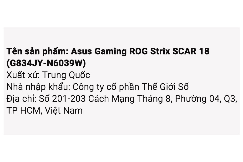 Laptop Asus Gaming ROG Strix SCAR 18 G834JY i9 13980HX/64GB/2TB/16GB RTX4090/240Hz/Balo/Chuột/Win11(N6039W) Màu Đen