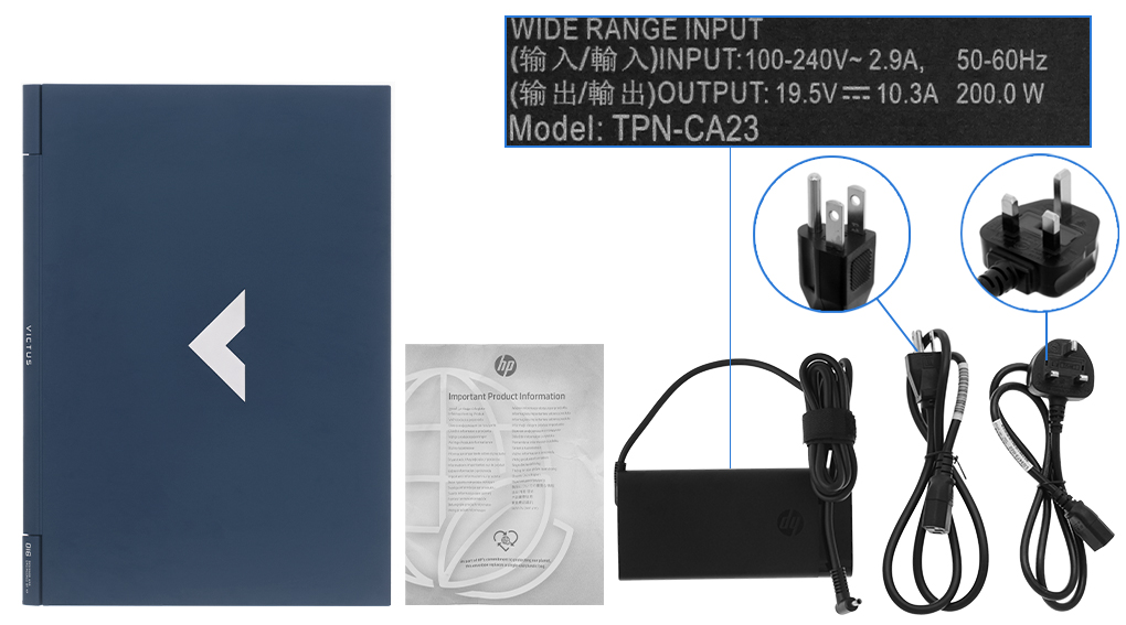 Bộ sản phẩm gồm: Thùng máy, Sạc Laptop HP, Sách hướng dẫn