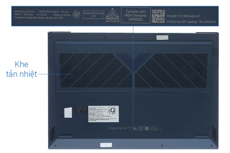 Laptop HP Gaming VICTUS 16 e1102AX R7 6800H/16GB/512GB/4GB RTX3050Ti/144Hz/Win11 (7C139PA) Màu Xanh