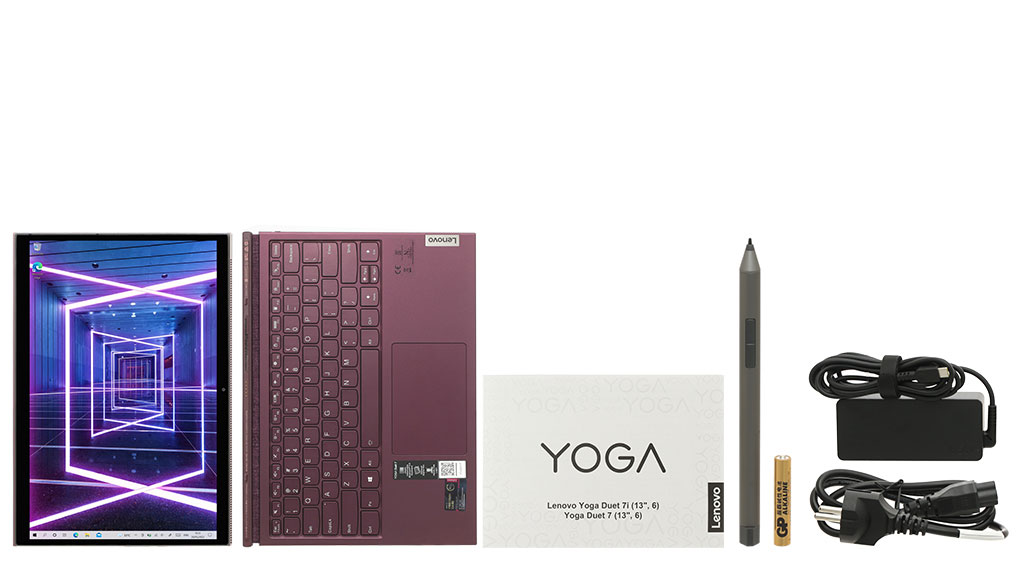 Bộ sản phẩm gồm: Sách hướng dẫn, Bút cảm ứng ( Kèm pin ), Thùng máy, Sạc Laptop Lenovo ( 65W USB-C )