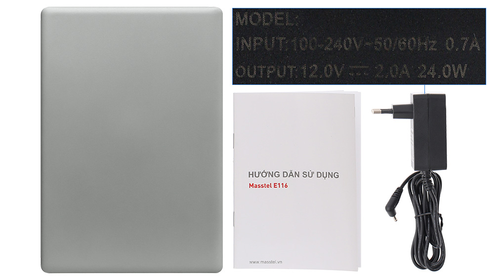 Bộ sản phẩm gồm: Sách hướng dẫn, Thùng máy, Sạc Laptop Masstel