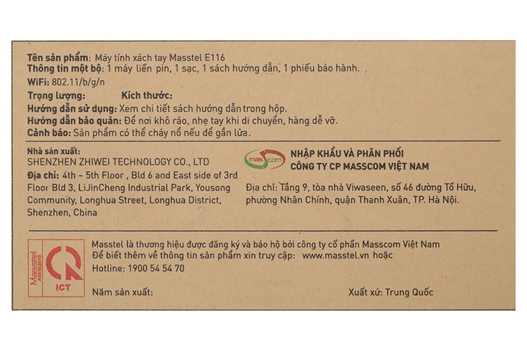Laptop Masstel E116 N4020/4GB/128GB/Win10 Pro Màu Xám