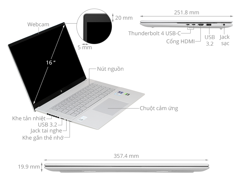 HP Envy 16 h0207TX i7 12700H/16GB/512GB/6GB RTX3060/Touch/Win11 (7C0T4PA)