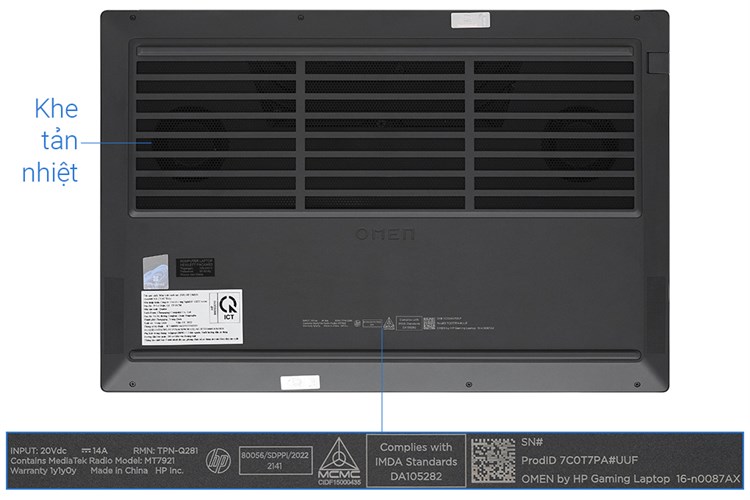 Laptop HP Gaming Omen 16 n0087AX R7 6800H/16GB/1TB SSD/6GB RTX3060/165Hz/Win11 (7C0T7PA) Màu Đen