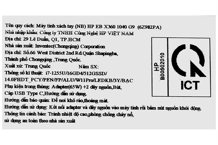 Laptop HP Elitebook X360 1040 G9 i7 1255U/16GB/512GB/Win11 Pro (6Z982PA) Màu Bạc