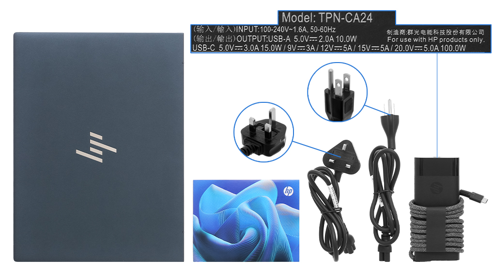 Bộ sản phẩm gồm: Sách hướng dẫn, Thùng máy, Sạc Laptop HP ( 110W )