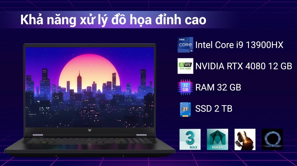 Laptop Acer Predator Helios PH18 71 94SJ i9 13900HX/32GB/2TB/12GB RTX4080/240Hz/Win11 (NH.QKRSV.002)