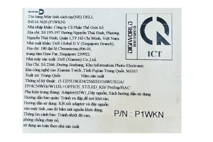 Laptop Dell Inspiron 16 5620 i5 1235U/8GB/256GB/OfficeHS/Win11 (P1WKN) Màu Bạc