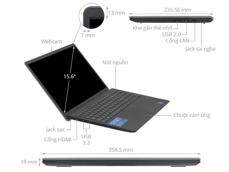 Dell Vostro 15 3520 i5 1235U/8GB/512GB/120Hz/OfficeHS/Win11 (5M2TT2)